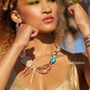 ALEXIS BITTAR • RARE Woman Warrior Turquoise Lucite Spear Asymmetrical Necklace